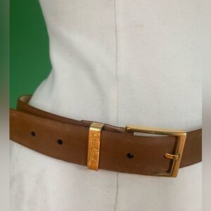 Vintage Pierre Cardin Classic Brown Leather Men's Belt with Gold Buckle
